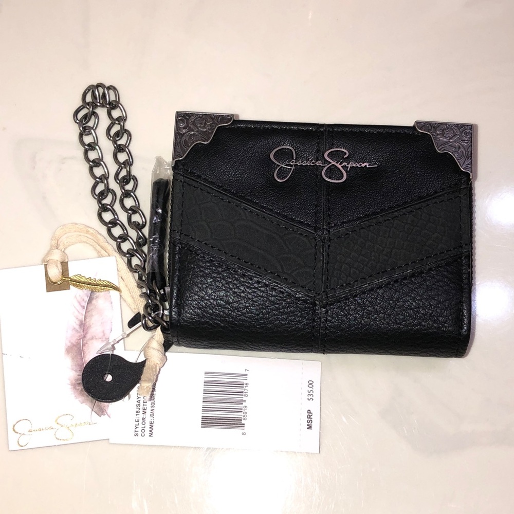 Jessica Simpson Joan Square Card Case Wallet Wristlet Color Meteorite NWT